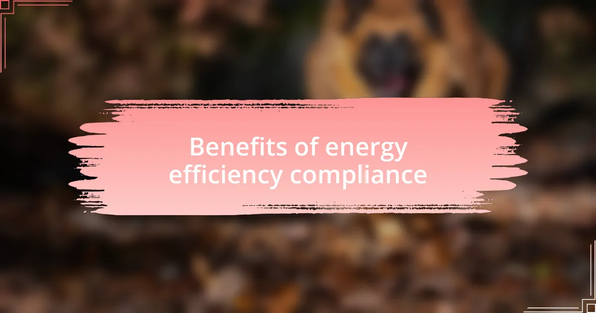 Benefits of energy efficiency compliance