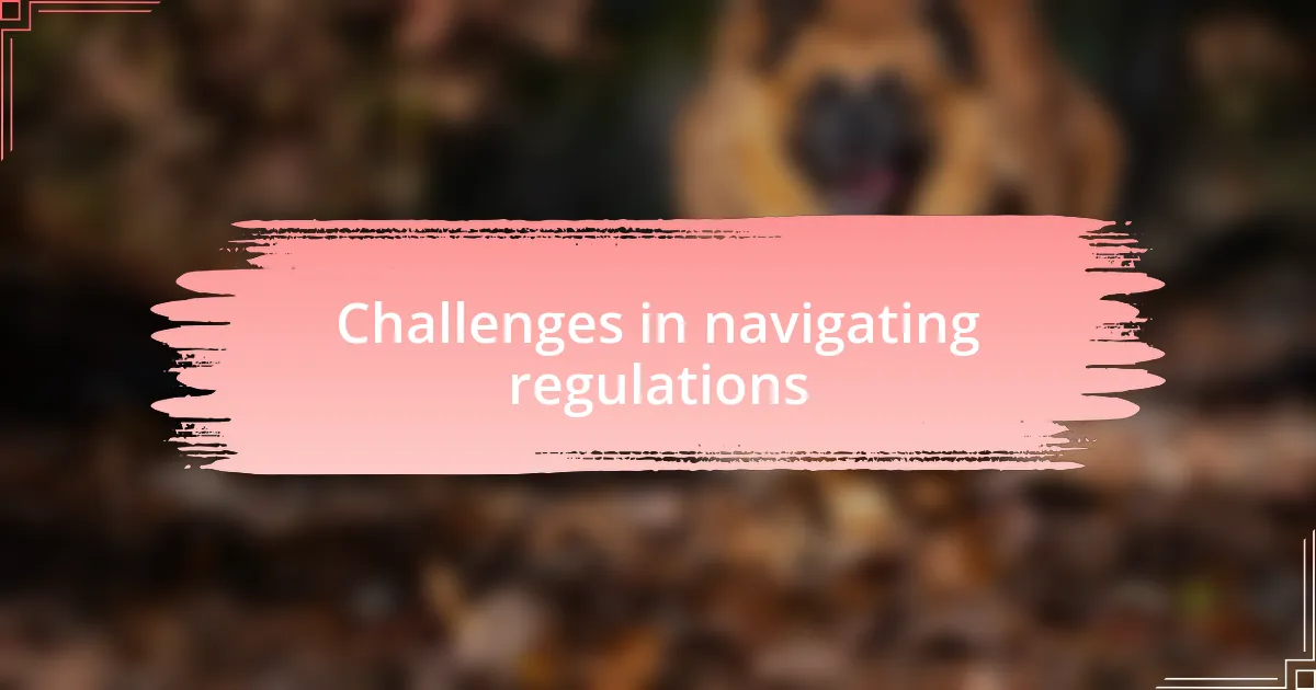 Challenges in navigating regulations