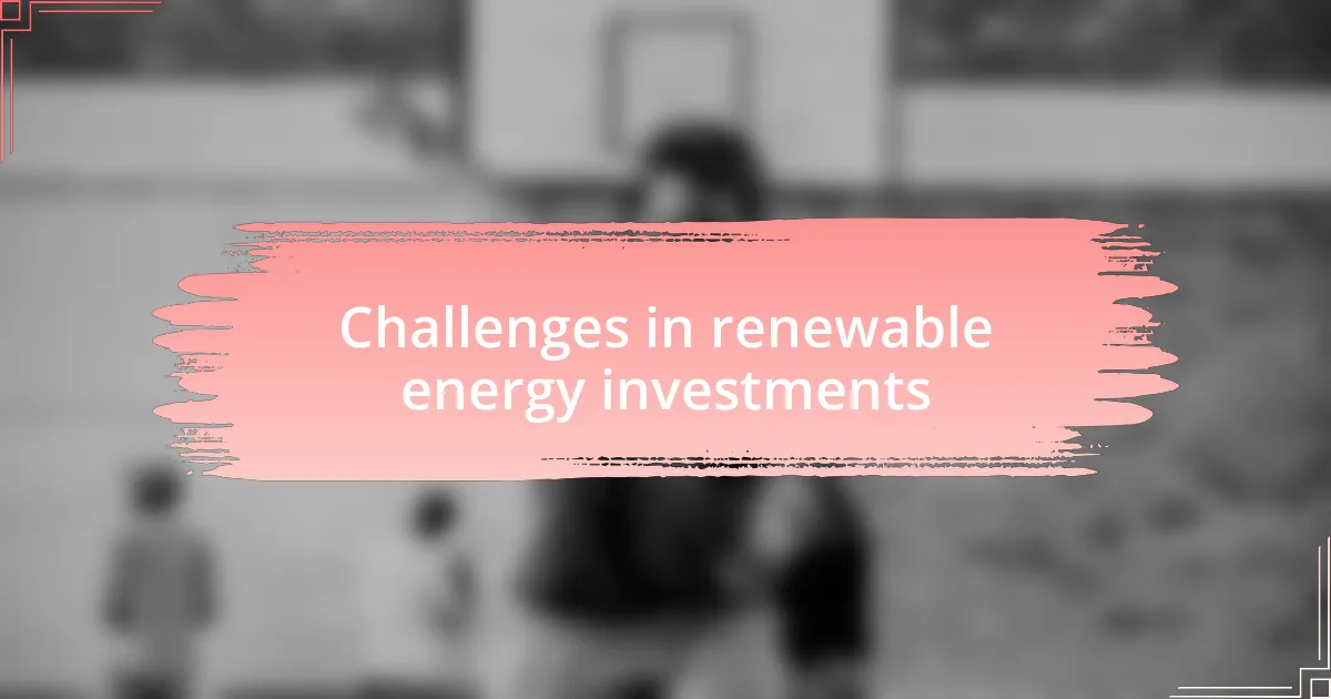 Challenges in renewable energy investments