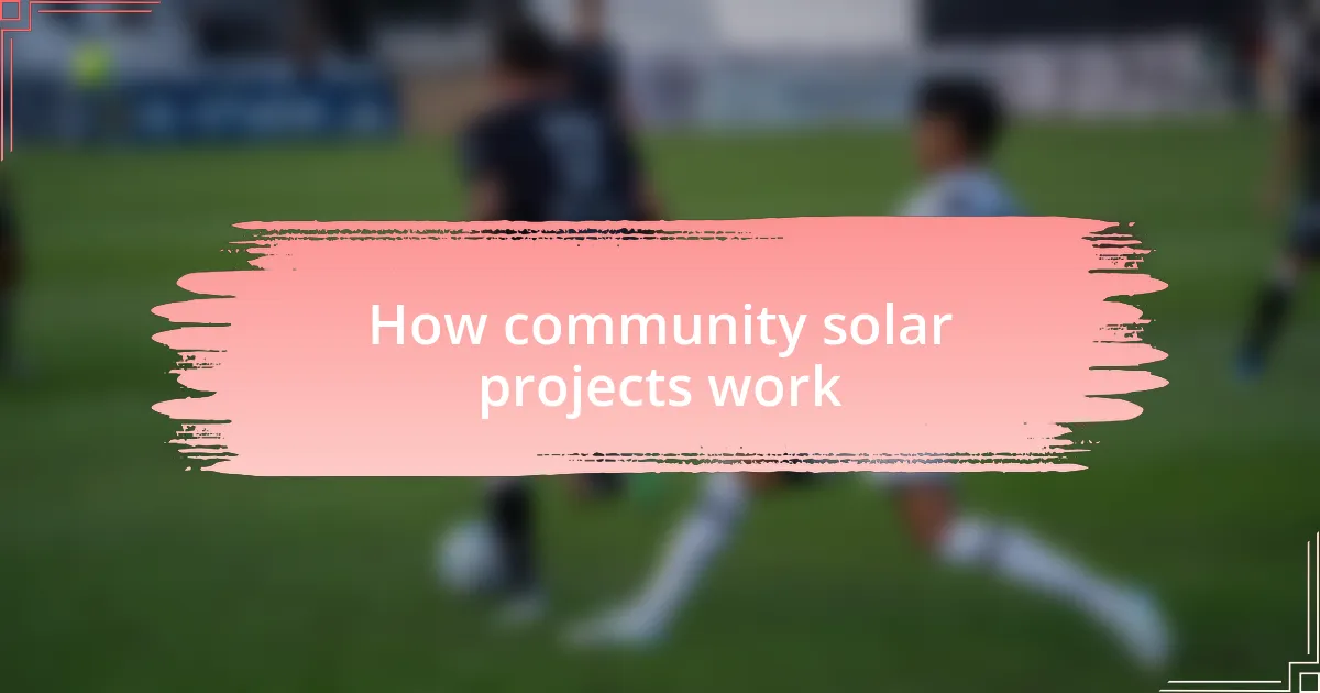 How community solar projects work