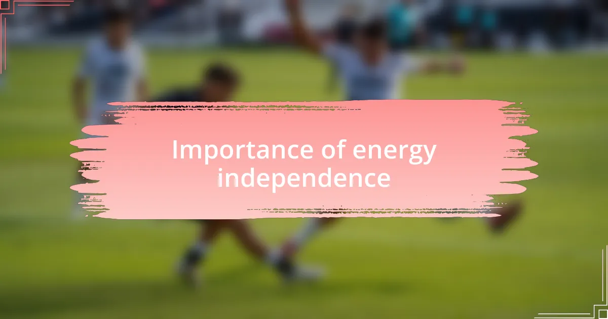 Importance of energy independence