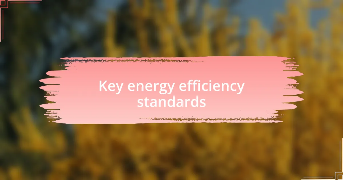 Key energy efficiency standards