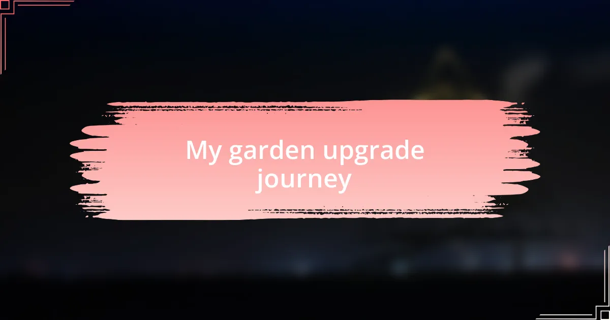My garden upgrade journey