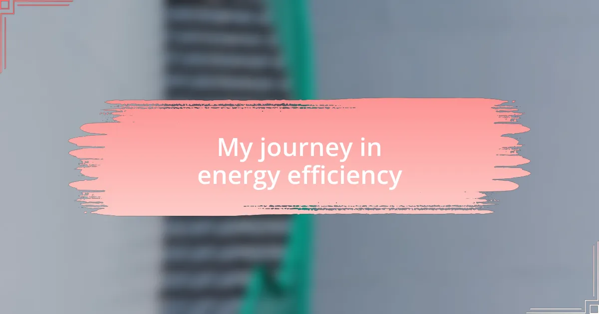 My journey in energy efficiency