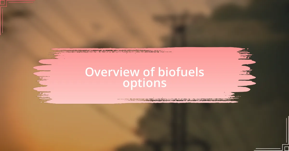 Overview of biofuels options