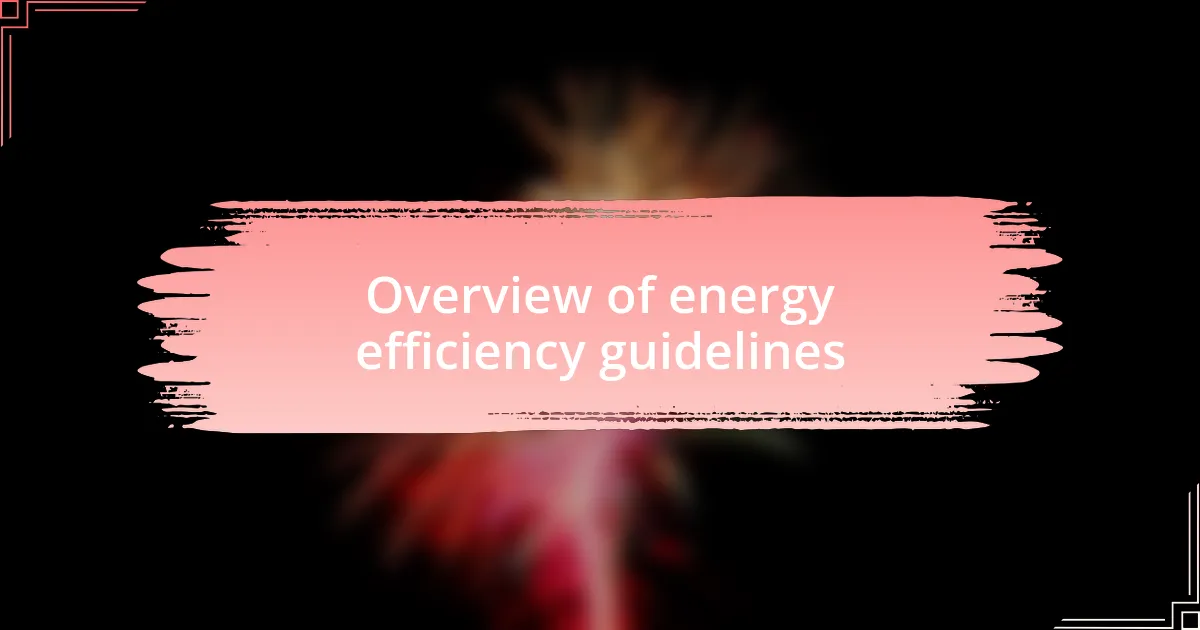 Overview of energy efficiency guidelines