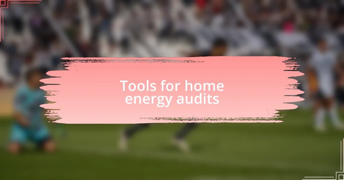 Tools for home energy audits